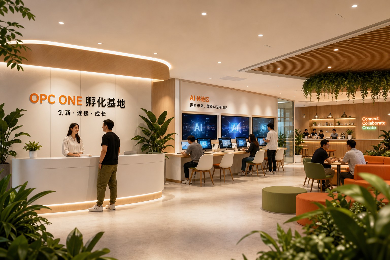 前台AI体验咖啡区效果图
